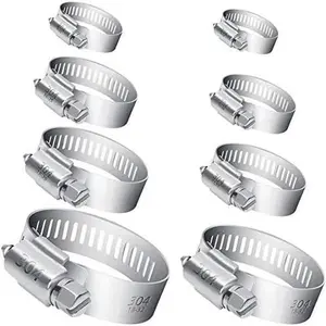 40 count Hose Clamp Including 7 Sizes Adjustable Pipe Tube Clamps 304 Stainless Steel Hose Clips
