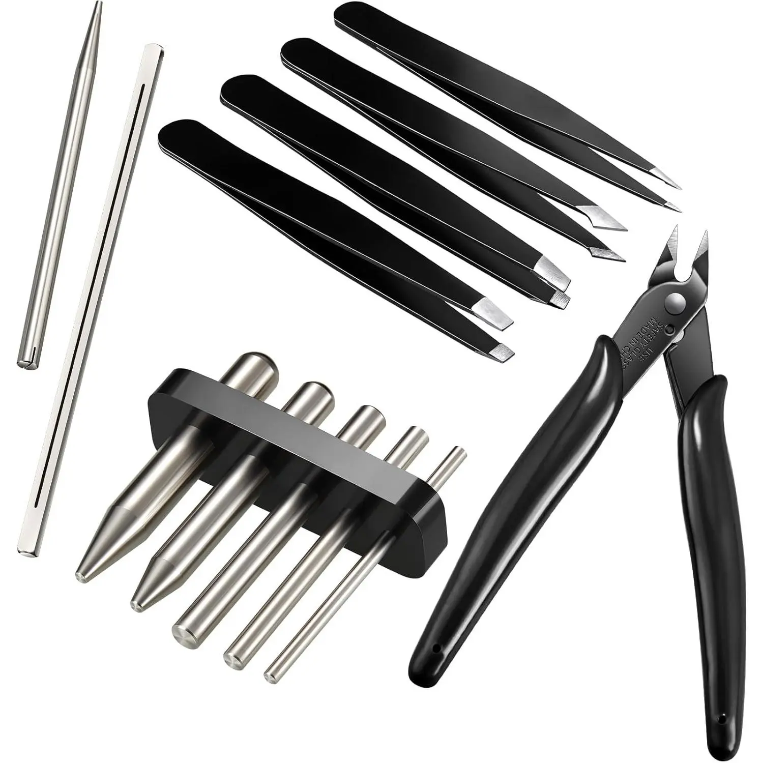 12 Metal Model Tool Kits Including 7 Model Long Edge Bending Tools Tab Twisting Tool Cylinder Cone Shape Bend Assist 1 Clipper 4 Metal Tweezers for 3D DIY Jigsaw Puzzles Assembly