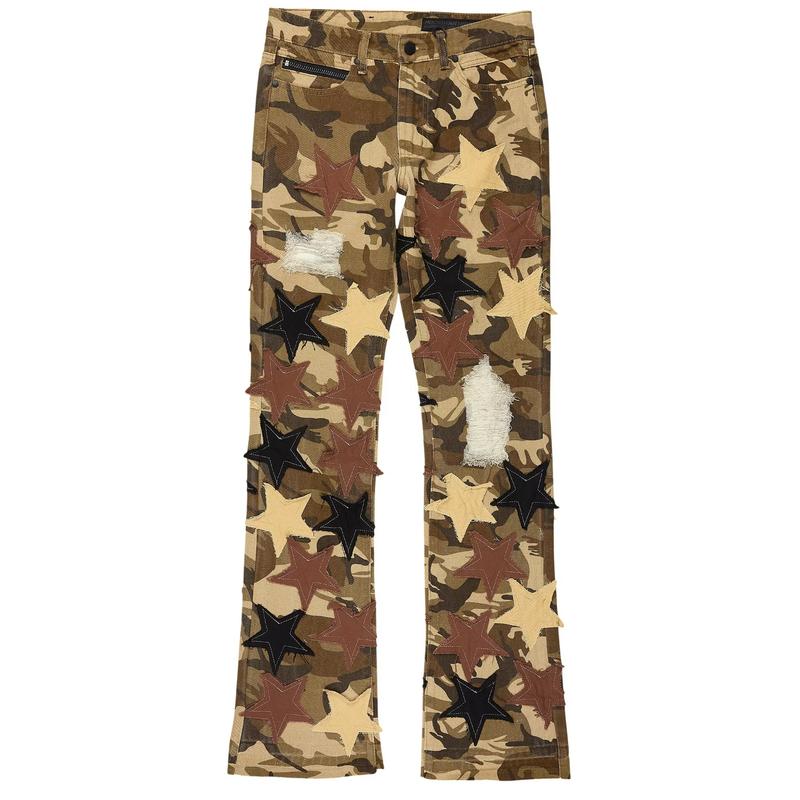 StarLane Brown Camo Stacked Flare Jean
