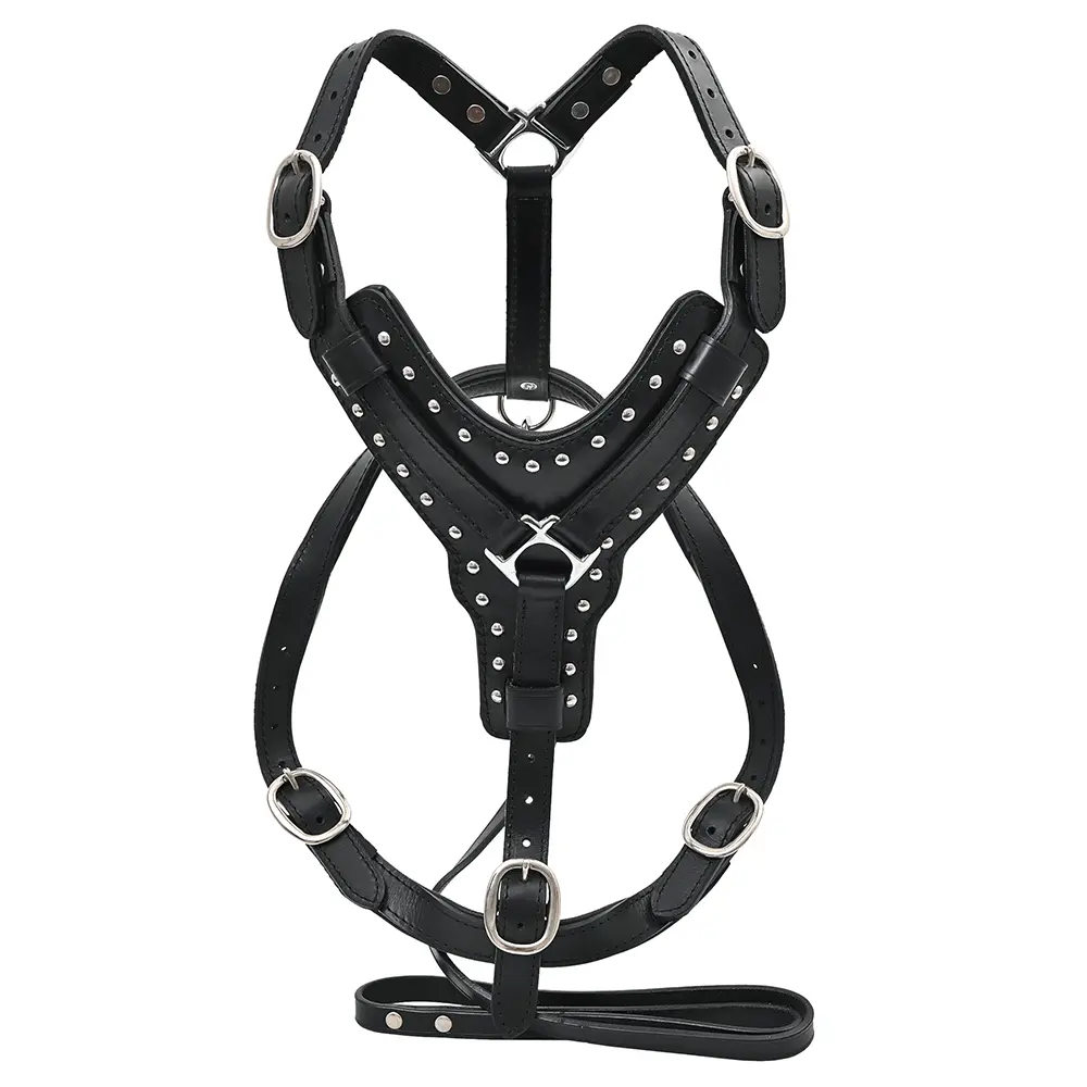 HILASON Genuine Leather Dog Harness Padded Heavy Duty & Comfortable Fit
