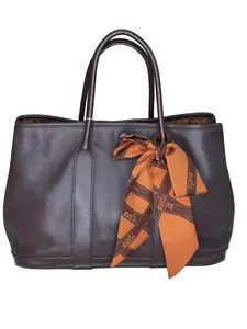 Pre-owned HERMÈS Hermes Garden Party Brown Leather Tote Bag