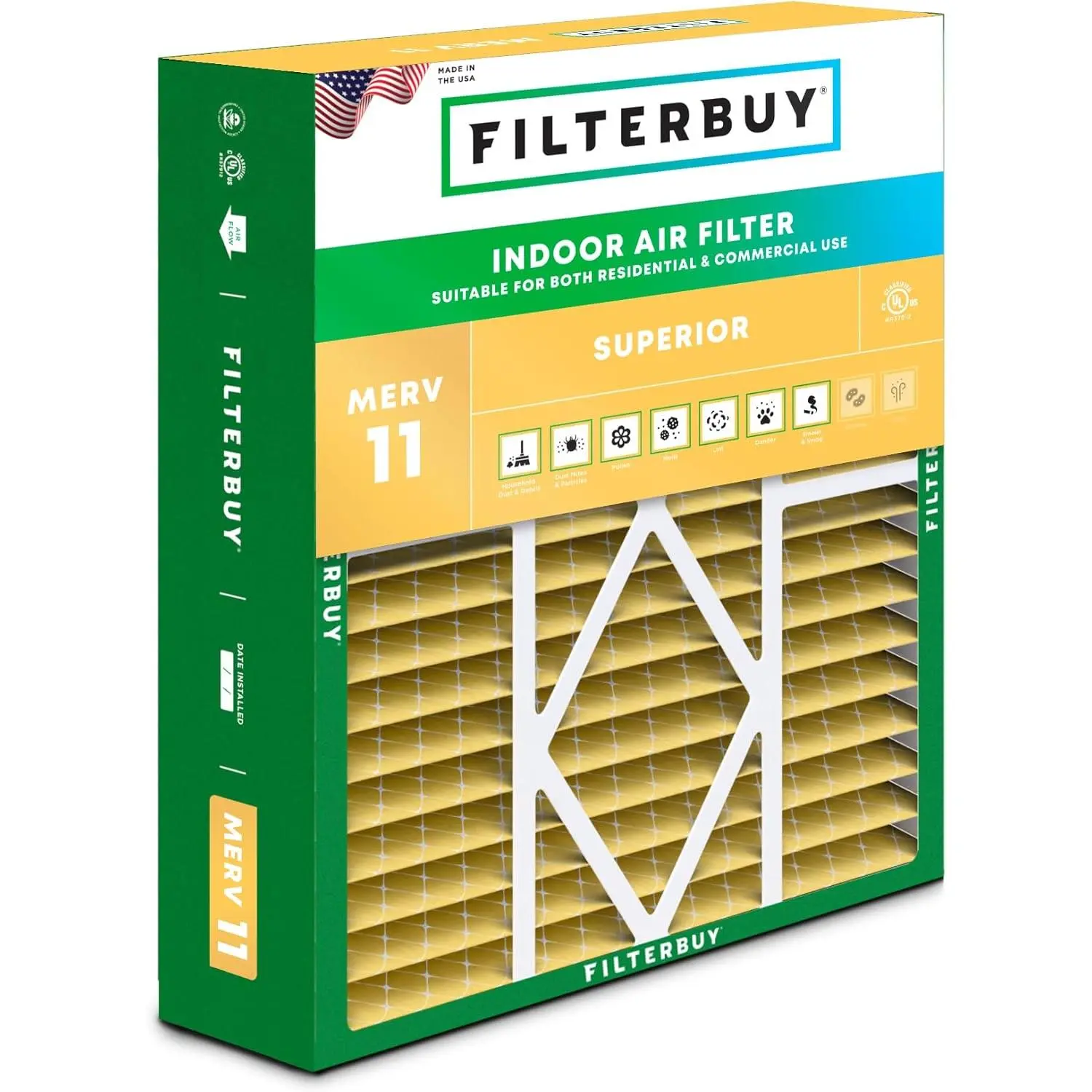 Filterbuy 20x20x5 Synthetic Replacement Air Filter (1-Pack), Durable Pleated MERV 11 Allergen Defense for Amana, Coleman, Goodman HVAC AC Furnace Systems & More