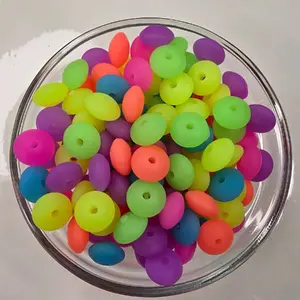 12mm Silicone Lentil Spacers Assorted Colors 50 Pieces for Bead Making Decorative Beads