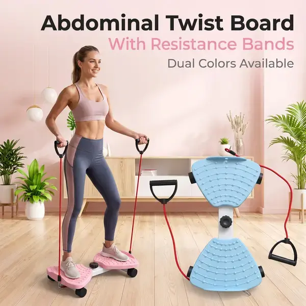 Mini Stepper with Resistance Bands for Women, Compact Stair Step Exercise Machine for Legs, Glutes and Full Body Cardio, Portable Home Gym Equipment