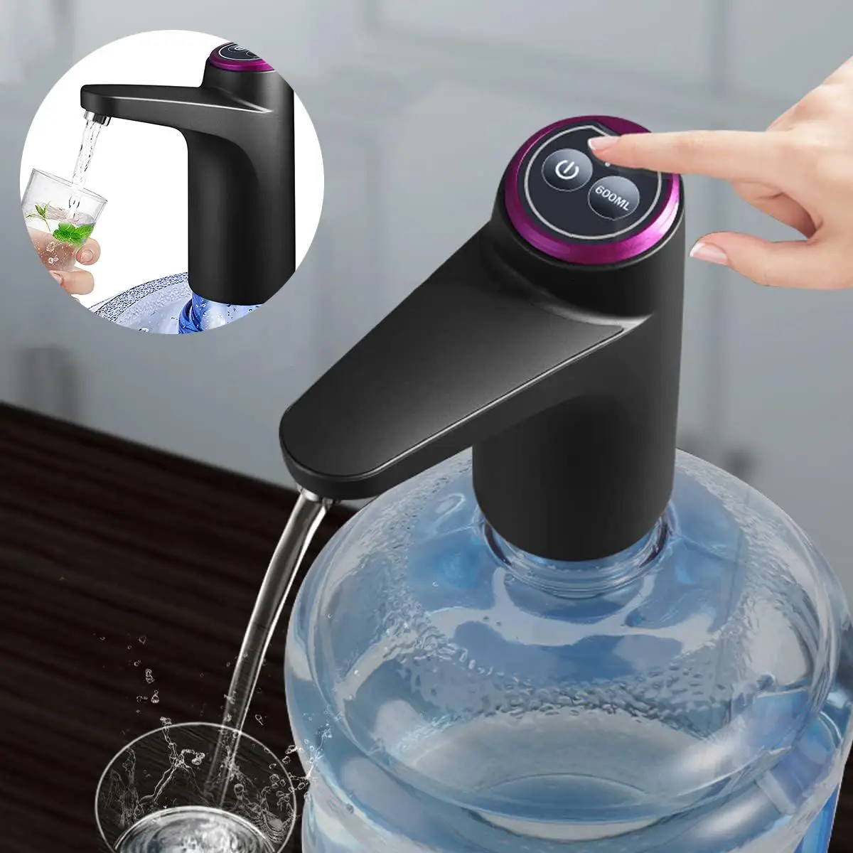 Portable USB Charging Water Dispenser, 5 Gallon Water Jug Pump, Water Dispenser Pump for Drinking Water, Suitable for Home Office Camping