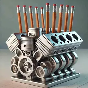 New Pen Holder with V8 Engine Design, Stylish Desk Organizer, Unique Office Decor Item, Perfect Gift for Car Enthusiasts