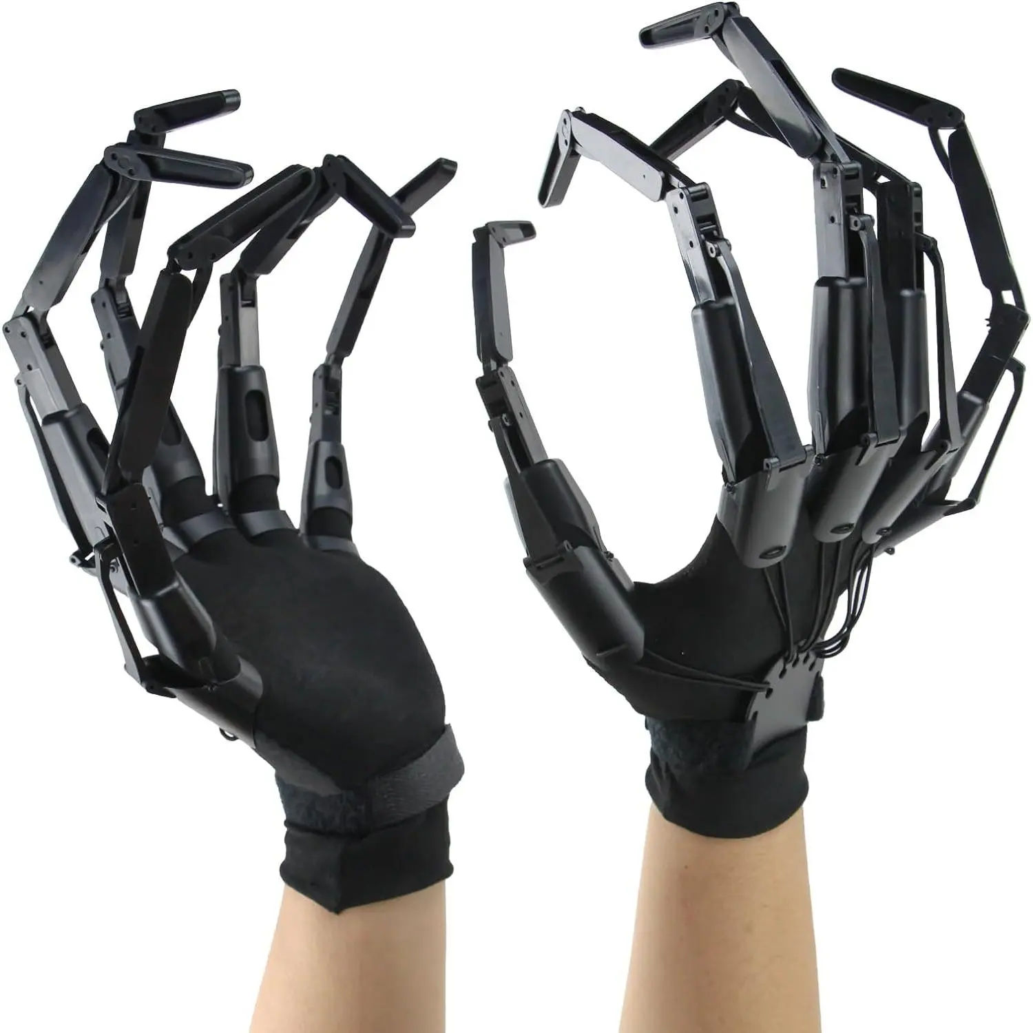 Halloween Articulated Fingers with Gloves, Halloween Fever Cosplay Costume Prop, Articulated Finger Extensions, Skeleton Bone Claw Hand, Fits Most Fingers Sizes