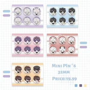 Love and Deep Space Q style Mini Pin All character Sylus Zayne Xavier Caleb rafayel Badge Anime best gift Collective pin 6 pcs/set Manga