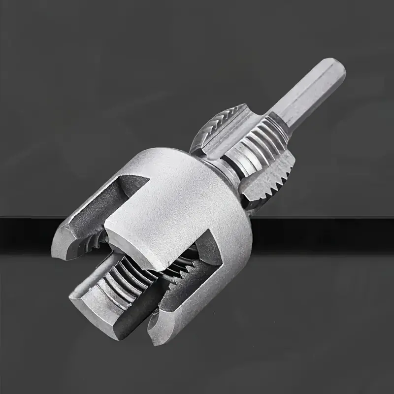 3-in-1 Double-Ended Pipe Threading Tool, Metal-Built Plumbing Tools and Gear, 1/2-in & 3/4-in Faucet Pipe Compatible, Internal-External Cutting Adapter, Durable for Professional Plumbers