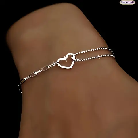 Refined Minimalist Look Stainless Steel Link Bangle - Unisex Non-Tarnish Smooth Metal Accessory, Shiny Metallic Bracelets & Bangles, Comfy Wear Piece, Ideal for Bracelet Stacks, Love Gift for Women