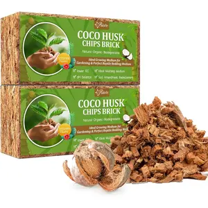 2 Pack Coco Chips Substrate for Plants- 2.2lb 100% Organic Husk Brick with Low EC and pH Balanced, High Expansion Substrate Coco Husk Mulch for Flowers, Herbs, Planting