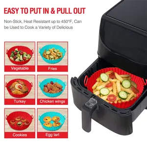 2/4/6 Pack Silicone Air Fryer Liners Square for 4-10 QT, Heat Resistant Pot Oven Liners Reusable Baking Tray Mat Kitchen Accessories Home Cooking Utensils,Replace Disposable Parchment Paper,gifts for party,daily snack tray