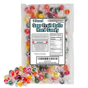 Shippedfast Semi-Sour Fruit Balls Hard Candy, 1 Pound Package, Assorted Flavors (Cherry, Orange, Grape, Lemon, Lime), Individually Wrapped