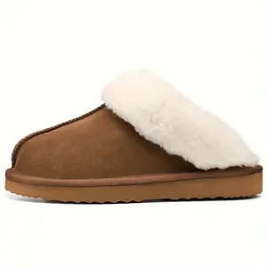Women's Furry Slippers, Winter Warm Plush Lined Backless Shoes, Comfortable Indoor and Outdoor Slippers Footwear Girl