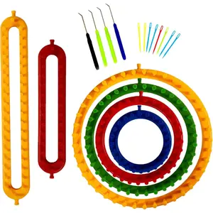 Knitting Loom Kit - 4 Round, 2 Rectangular Yarn Looms - Chunky Blanket Loom - for Crochet, Hat, Scarf