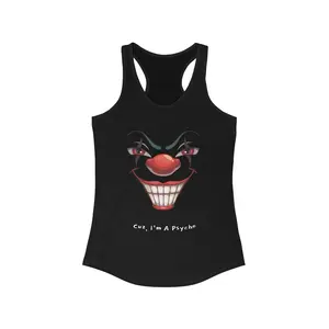 Von Phreak Psycho Clown Racerback Tank Top - Unique Clown Apparel Fabric  Breathable Casual Classic Polyester Socks Biker Sleeveless Solid Black Cotton Tropical