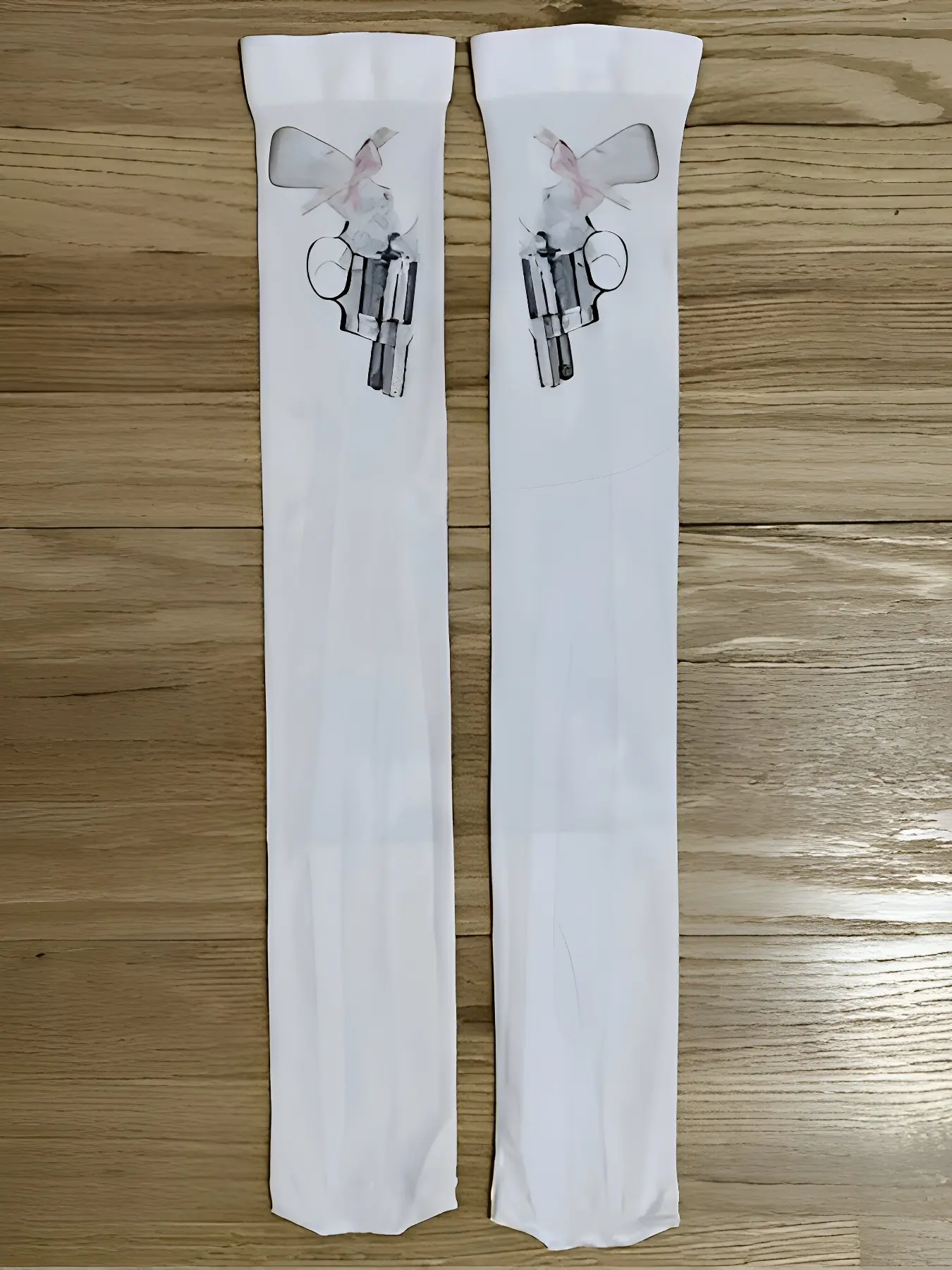 Cute Y2K Style Gun Bow Print Over-The-Knee Socks, Tight-Fitting Thin Fabric, Punk Style, Chic, All Seasons, Summer Fashion, Thigh High Socks, Long Socks, Tube Socks #socks #summer