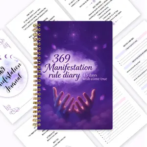 369 Manifestation Diary, 45-Day Wish Realization Planning Book, Law of Attraction from the Universe, Purple Cloud Double Palm Holding Light Cover Design, Daily Gratitude Record, Self-Care, Awakening of Inner Power, Spiritual Growth & Dream Realization Dia