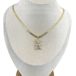Gold Plated Bear Pendant Necklace with 20 Inch Chain Cod 7001 Elegant Versatile Jewelry Accessory for Everyday Elegance