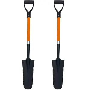 Ashman 27 in. Lengh Fibreglass Handle Drain Shape Teeth Shovel, D-Grip with Heavy-Duty Metal Blade Shovel (2-Pack)