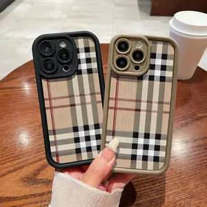 Shockproof Lattice iPhone Case Simple Plaid Pattern TPU Material High-End Feel Fully Covers iPhone 13 14 Pro 15 & 16 Pro Max  iphone 16 pro