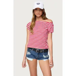 Edikted Women's Aretha Striped Off Shoulder Top