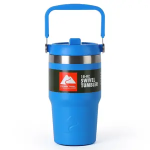 Ozark Trail 18 oz Insulated Stainless Steel Tumbler with Swivel Handle, Electric Blue