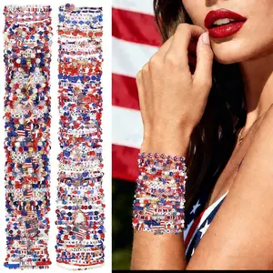 22/33pcs Mix Patriotic American Flag Bracelets - Red & Bead Design with Stars & Stripes, Year-Round Comfortable Casual Attire, 4th of July Party Favors, Independence Day Gifts for Women, Teens, Teachers - Vibrant Wrist Accessories for Parades