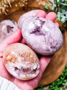 1PC Rare Pink Amethyst Flower Agate Palm Stone,Thumb Shaped Polished Stone,Combination of Pink Cherry Blossoms and Amethyst,Loose Gemstones,Jewelry,Home Decorative,Ornament,Easter Valentine's Day Gift,Ideal Choice for Crystal Enthusiasts.