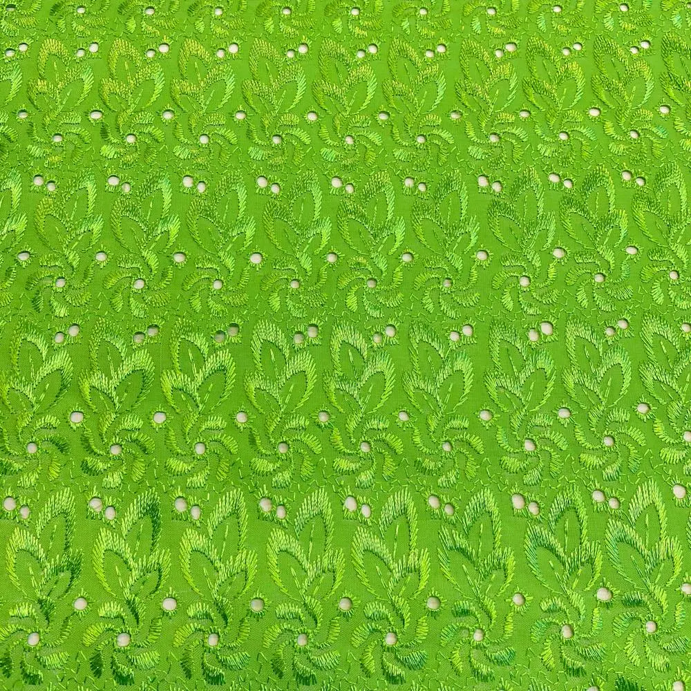Eyelet Floral Fabric| Lime Green, 100% Polyester—Sold by the Yard