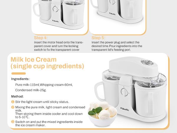 Pukomc 2-in-1 Ice Cream Maker - No Churn Gelato & Sorbet Maker, Fast Freeze, Easy Clean, Perfect for DIY Desserts