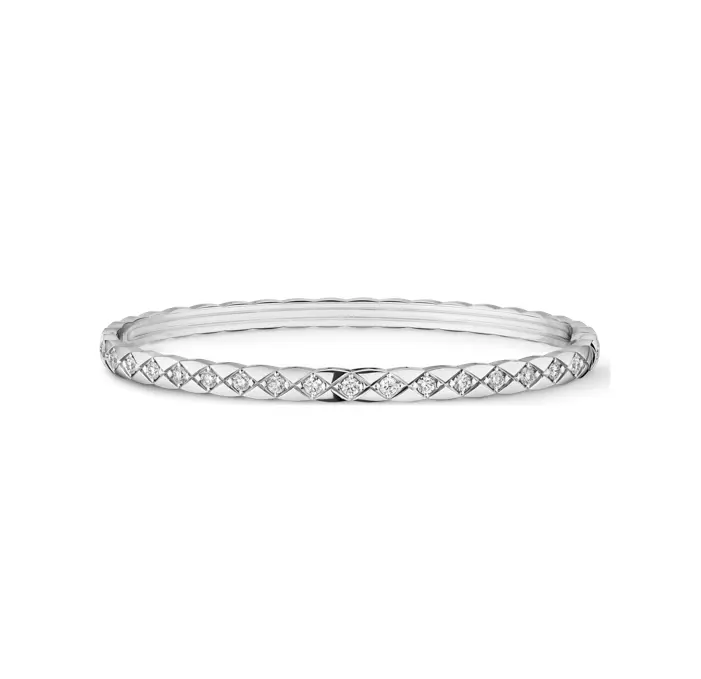 Pre-owned Chanel COCO CRUSH BRACELET Quilted motif, mini version, 18K white gold, dias，full set