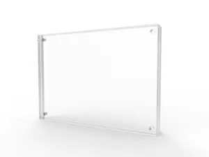 FixtureDisplays® 4 x 6" or 6 x 4" Magnetic Picture Frame for Tabletop, Double Sided Box - Clear Acrylic 19184