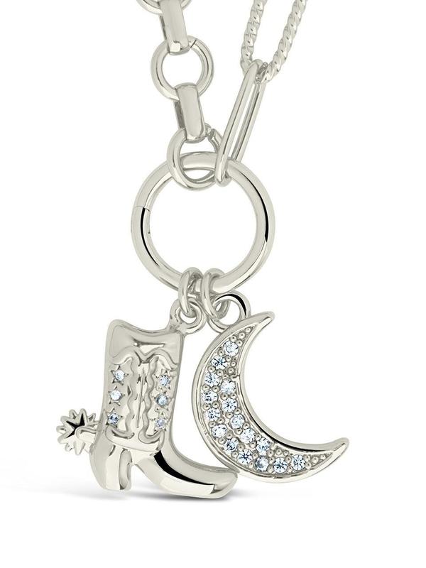 Kelsea CZ Boot & Moon Pendant Charm Necklace