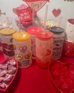Valentines - Loved - 16 ounce Libby Tumbler with lid and straw