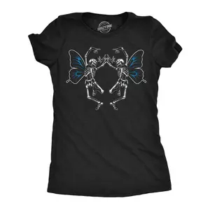 Womens Funny T Shirts Dancing Skeleton Butterflies Sarcastic Graphic Novelty Tee For Ladies Funny Womens T Shirts Cute Vintage Fashion Casual Ladies T-Shirt Gift Halloween Tops for Women Women's Novelty Tees Black -