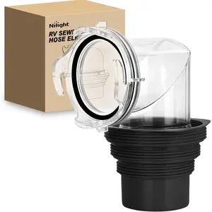 90 Degree RV Sewer Hose Fittings with 4-in-1 Adapter, Clear RV Sewer Hose Elbow Leak-Proof Connection & Odor-Tight Seal Fits 4 Sizes of Dump Station Inlets for Campers Travel Trailers, Black