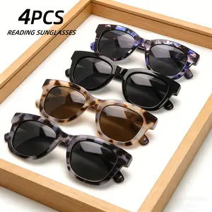 4 Pack Bifocal Reading Sun Glasses for Women Men Outdoor UV Protection Anti Blue Light Spring Hinge Fashionable Frame Eyeglasses