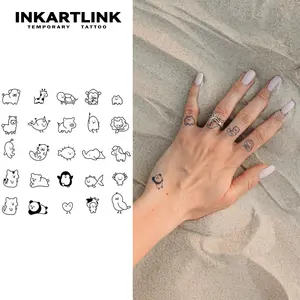 INKARTLINK Tattoo Tech, 2 Sheets Semi-Permanent Temporary Tattoos, Cute Dogs And Cats, Adult Art Design,Lasts 1-2 Weeks, Waterproof, Realistic Look, No Adhesive, No Reflection,For Man And Woman,Ideal for Swimming, Party