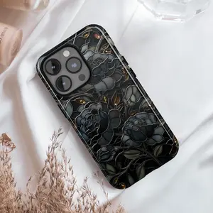 Stained Glass Phone Case, Mosaic Dark Academia Flower iPhone 11 12 13 14 15 16 17