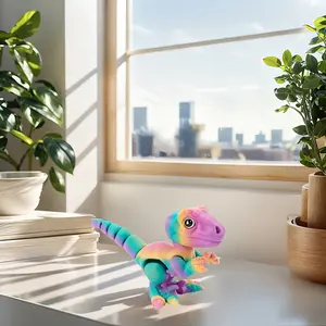 3Pcs/Set 3D Printed Poseable Velociraptor Desktop Figurines, Dinosaur Decor with Expressive Eyes, Sharp Teeth & Movable Joints, Perfect Holiday Gifts, Ideal Home & Office Decor