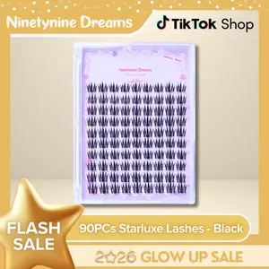 Ninetynine Dreams 90PCs Starluxe Lashes -  Black | Spiky Anime Manhua Douyin Style Dramatic False Eyelashes, 9–13mm C+ Curl Waterproof Long-Lasting Reusable DIY Lash Clusters — Ultra-Thin Band, Beginner Friendly Bold Glam Look Individual Eyelashes