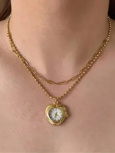 Women's Heart Pendant Necklace, Love Heart Necklace, Punk Style Multi-Layer Chain Jewelry, Casual Daily Wear Gift for Her, Dainty Layering Jewelry