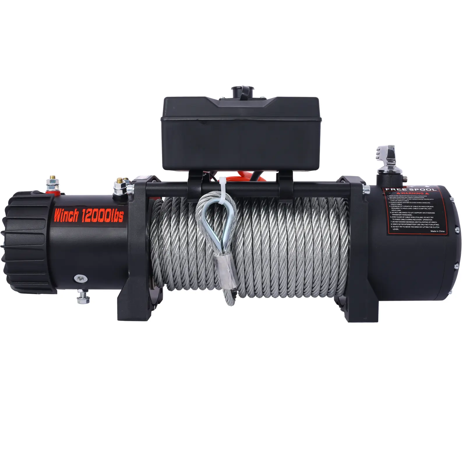 12V Electric Winch with Aluminum Shell, 12000LB Truck Recovery Winch for Off-Roaders, 24m Steel Wire, 2.95m Steel Rope, Shackle, Wired Handle, Remote Control, Waterproof Design, 30cm & 540-160-200mm Dimensions for Truck, UTV