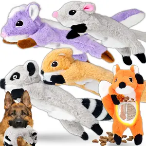5-Pack No Stuffing Dog Squeaky Toys, Plush Crinkle Dog Chew Toys Bundle W/Treat Hidden Pocket for Large Medium Small Dogs Puppy, Boredom Buster to Keep Them Busy