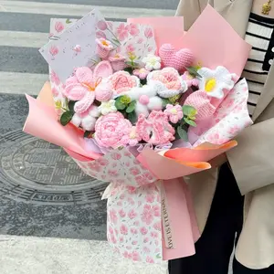 Knitted Mixed bouquet,crochet rose bouquet,Cvrochet carnation,lovers Gift,gift for her,Anniversary Gift,Valentine's Day gift,brithday gift