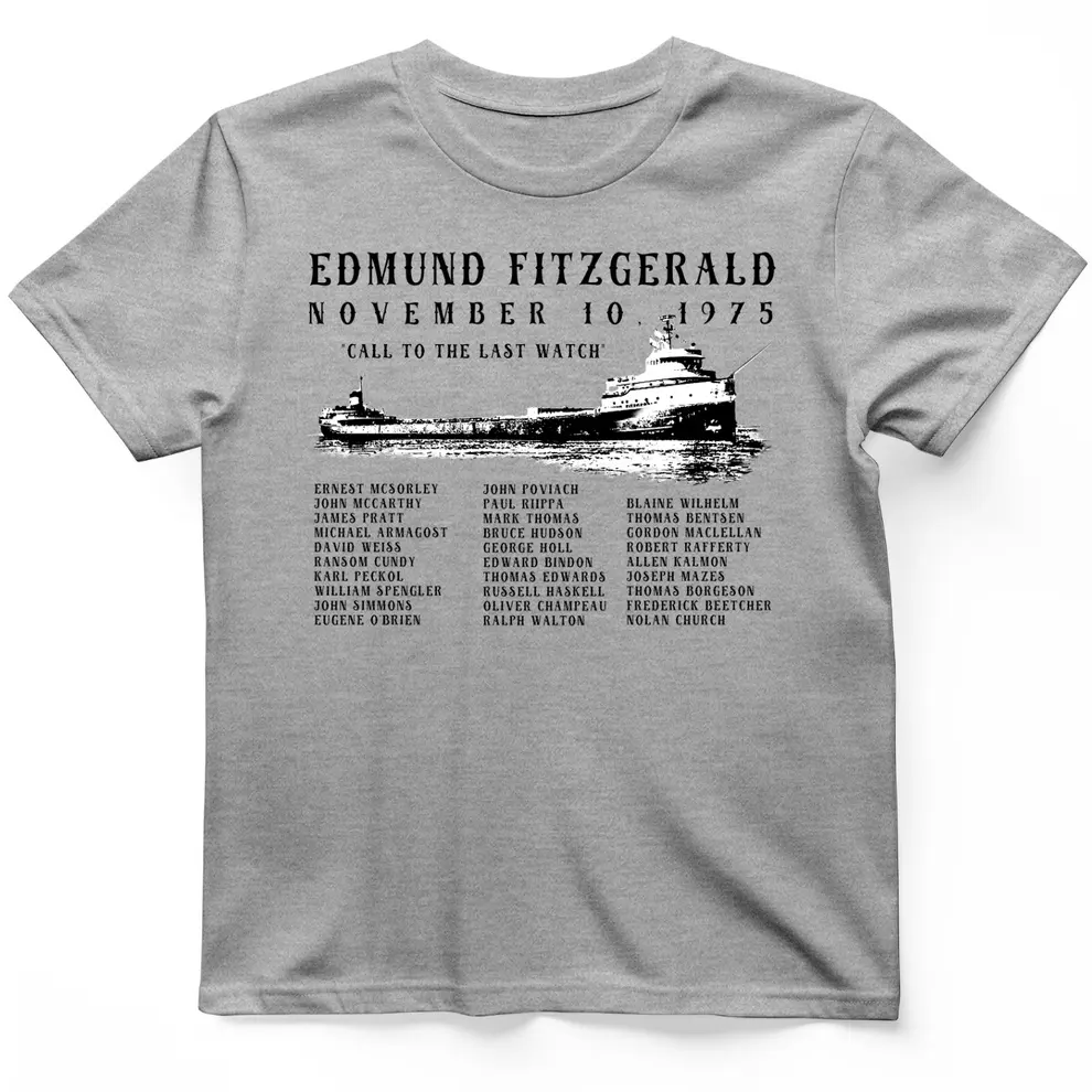 Edmund Fitzgerald Graphic Tee, Vintage Shipwreck Shirt, Great Lakes Memorial Apparel