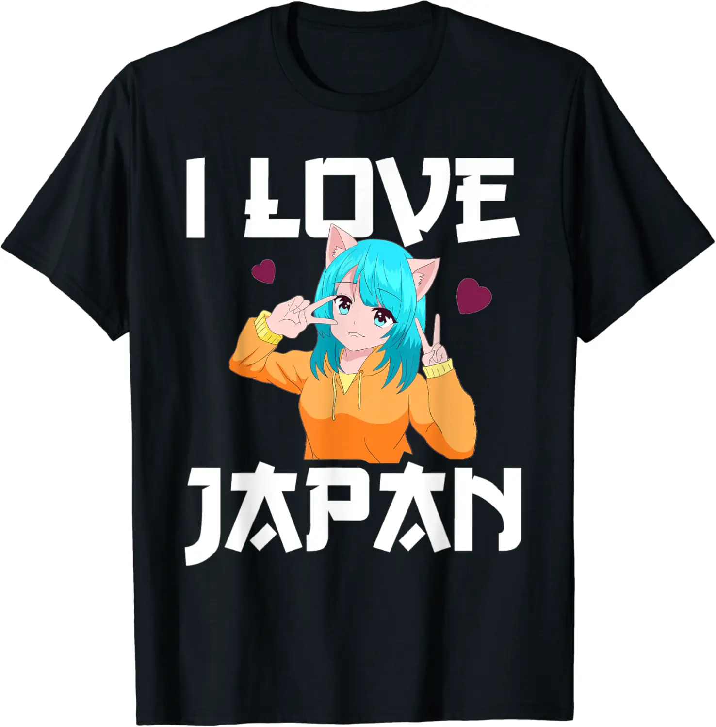 I Love Japan Kawaii Anime Girl Neko Cat Girl Otaku Weeb T-Shirt - Antonioja Shop 91B09B4L2QYN
