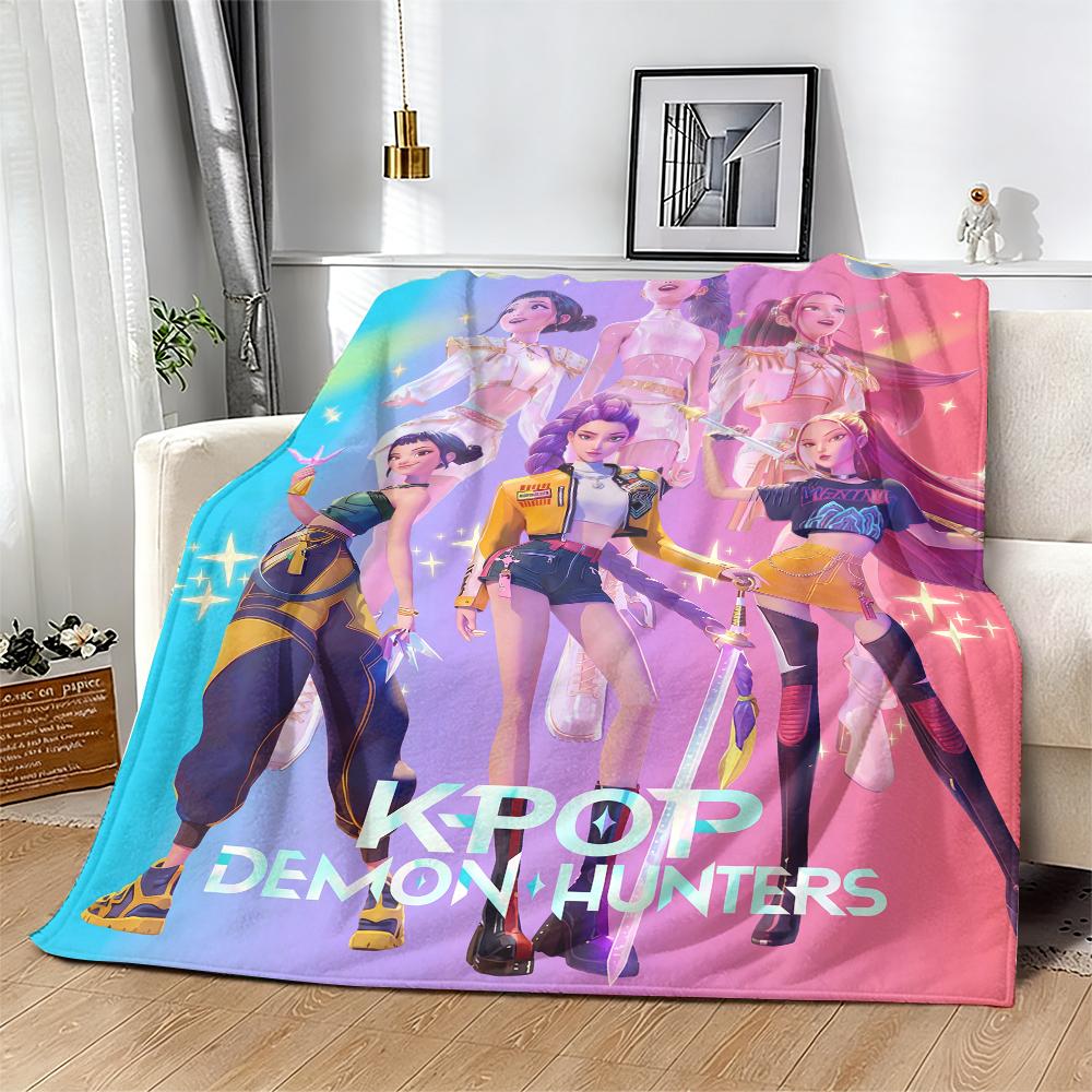 Countdown Sale! Huntrix x K-Pop Demon Hunters | Soft Flannel Blanket for Sofa, Bed & Office | Perfect Gift for K-pop & Anime Lovers cozy flannel blanket A gift suitable for fans, friends and children Suitable for all four seasons