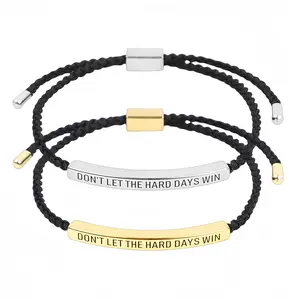 Dont Let The Hard Days Win Bracelet,Handmade Braided Adjustable Wrap Stainless Steel for Women Men - Inspirational Jewelry Gifts